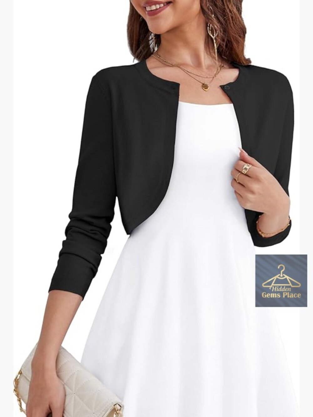 Long Sleeve Knit Cardigan Open Front Bolero Shrug for Dresses